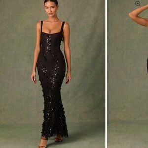 Embellished Fishtail Corset Black Gown